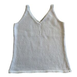 Old Navy White Minimalist Coastal Clean Girl Cotton Tank Top Sweater Size M